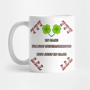 Luck and Superstition Poster - Lucky 7 and Four-Leaf Clovers - Inspirational Phrase Mug
